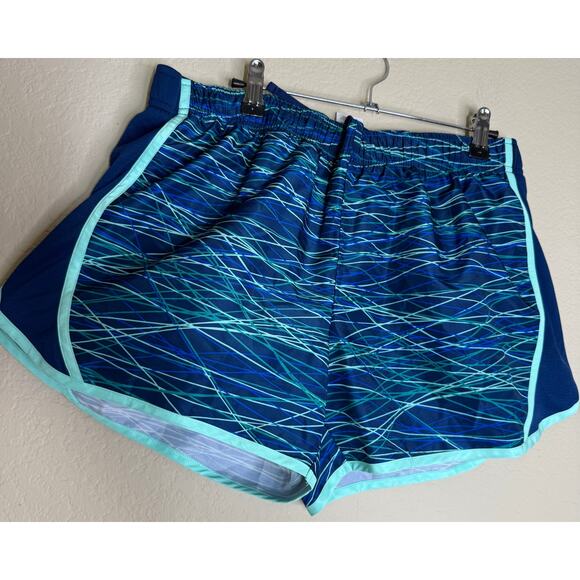 Athletic Works Women’s Running Shorts Size L 12-14 Blue Green Lined Activewear - Picture 9 of 10
